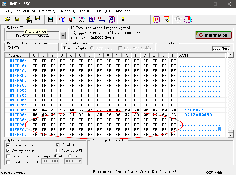 Eeprom after modification